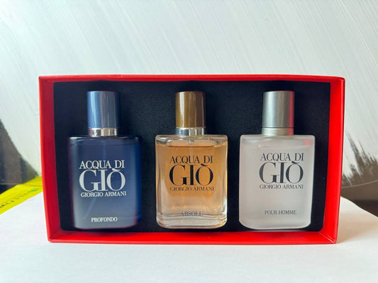 Giorgio Armani Acqua di Giò 3-Piece Men's Perfume Gift Set – EDT, EDP & Parfum, 30ml Each