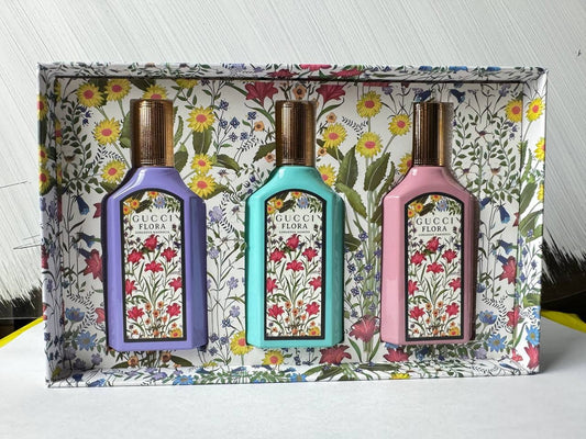 Gucci Flora Gorgeous Gardenia, Jasmine & Magnolia 3-Piece Perfume Gift Set – Eau de Parfum, 30ml Each