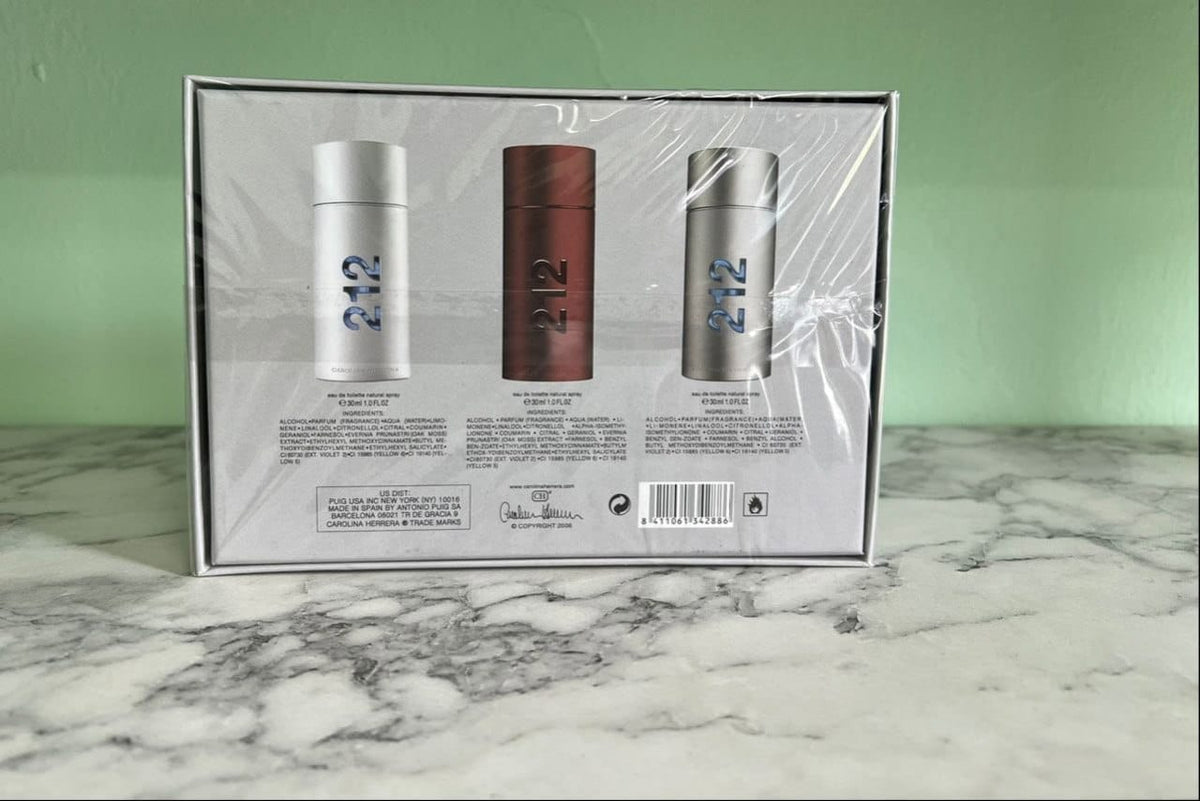 Carolina Herrera 212 Men's Perfume Gift Set – 3-Piece Fragrance Collection, 30ml Each