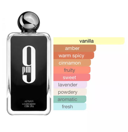 Afnan 9 PM Eau de Parfum - Luxury Unisex Fragrance - 100ml