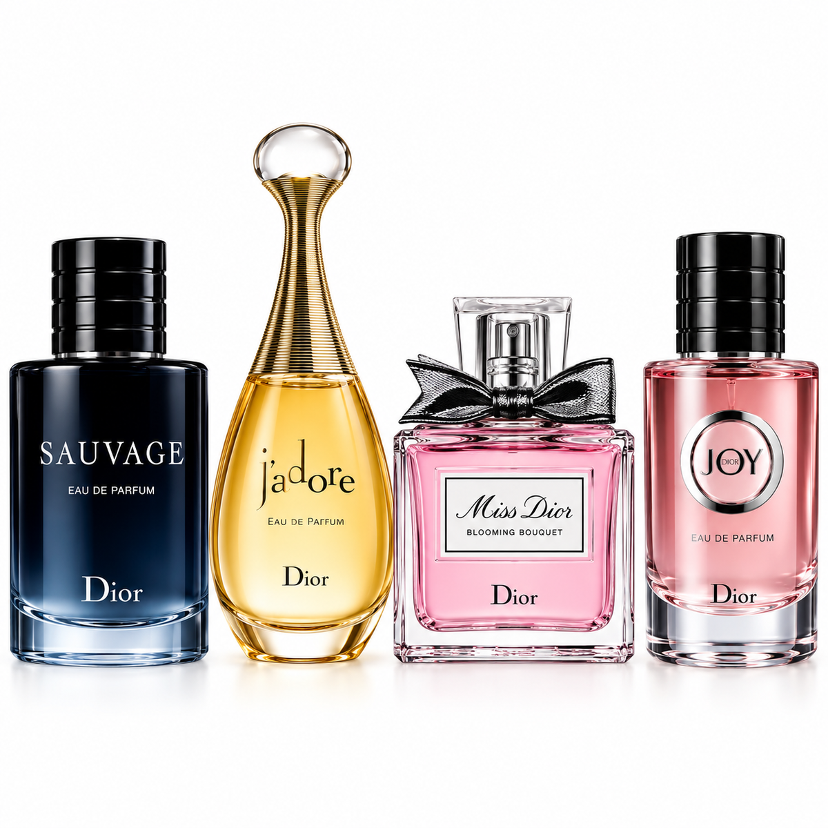Dior 4-Piece Perfume Gift Set – Sauvage, J'adore, Miss Dior Blooming Bouquet & Joy, 30ml Each