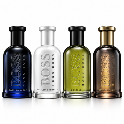 Hugo Boss 4-Piece Men's Perfume Gift Set – Bottled Night, Unlimited, Bottled & Bottled Elixir Eau de Toilette 30ml Each