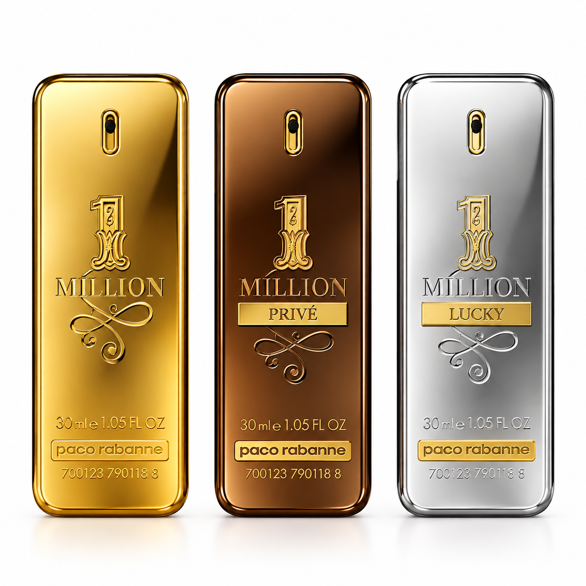Paco Rabanne 1 Million 3-Piece Perfume Gift Set – 1 Million, Privé & Lucky, 30ml Each