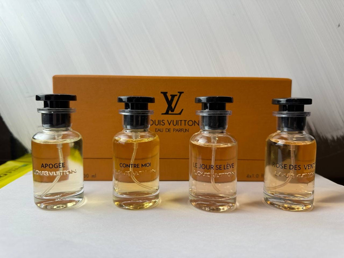 Louis Vuitton 4-Piece Perfume Gift Set – Apogée, Contre Moi, Le Jour Se Lève & Rose des Vents, 30ml Each