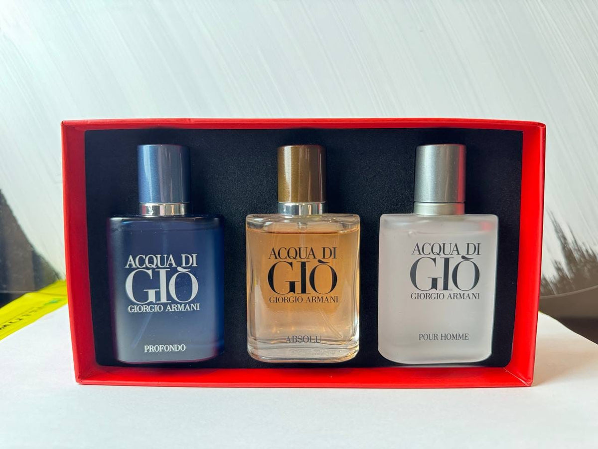 Giorgio Armani Acqua di Giò 3-Piece Men's Perfume Gift Set – EDT, EDP & Parfum, 30ml Each
