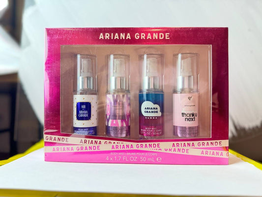 Ariana Grande 4-Piece Body Mist Gift Set – Ari, Sweet Like Candy, Cloud & Thank U Next, 50ml Each