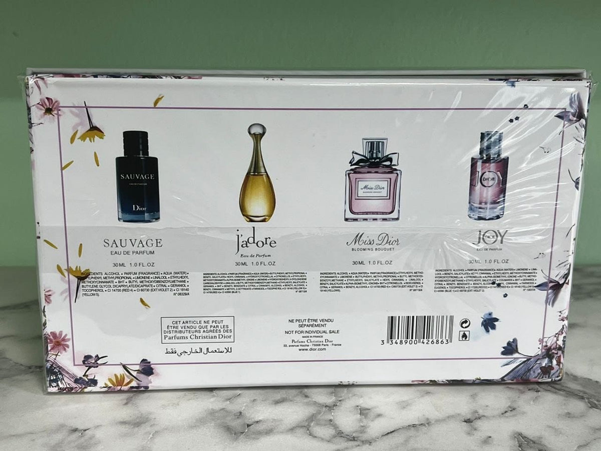 Dior 4-Piece Perfume Gift Set – Sauvage, J'adore, Miss Dior Blooming Bouquet & Joy, 30ml Each