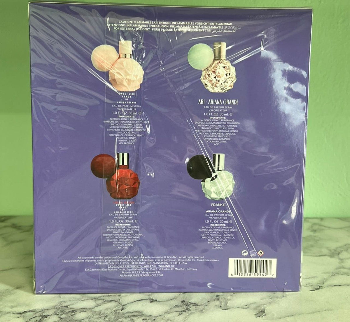 Ariana Grande 4-Piece Perfume Gift Set – Ari, Sweet Like Candy & Frankie Fragrances, 30ml Each