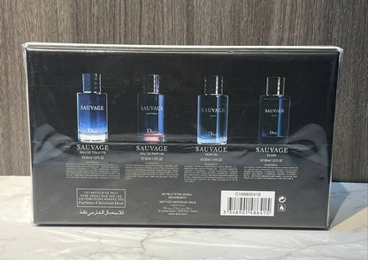 Dior Sauvage 4-Piece Men's Perfume Gift Set – Eau de Toilette, Eau de Parfum, Parfum & Elixir, 30ml Each